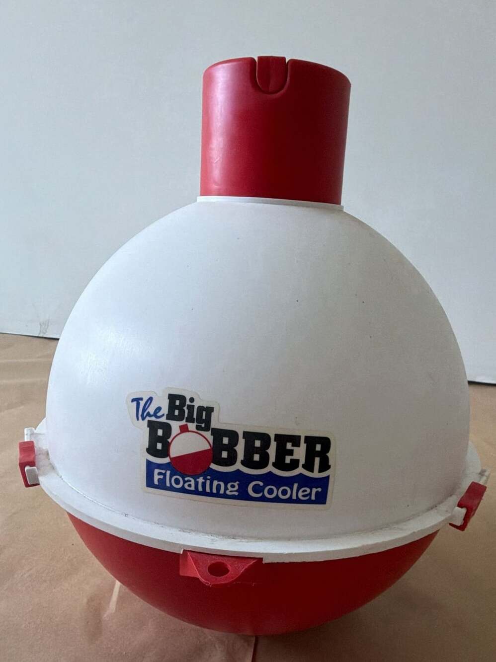 The Big Bobber Floating Cooler Red And White